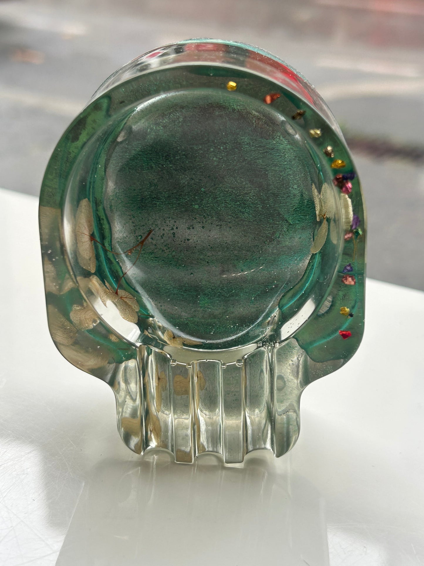 Cendrier Tète de mort Florale en résine Epoxy