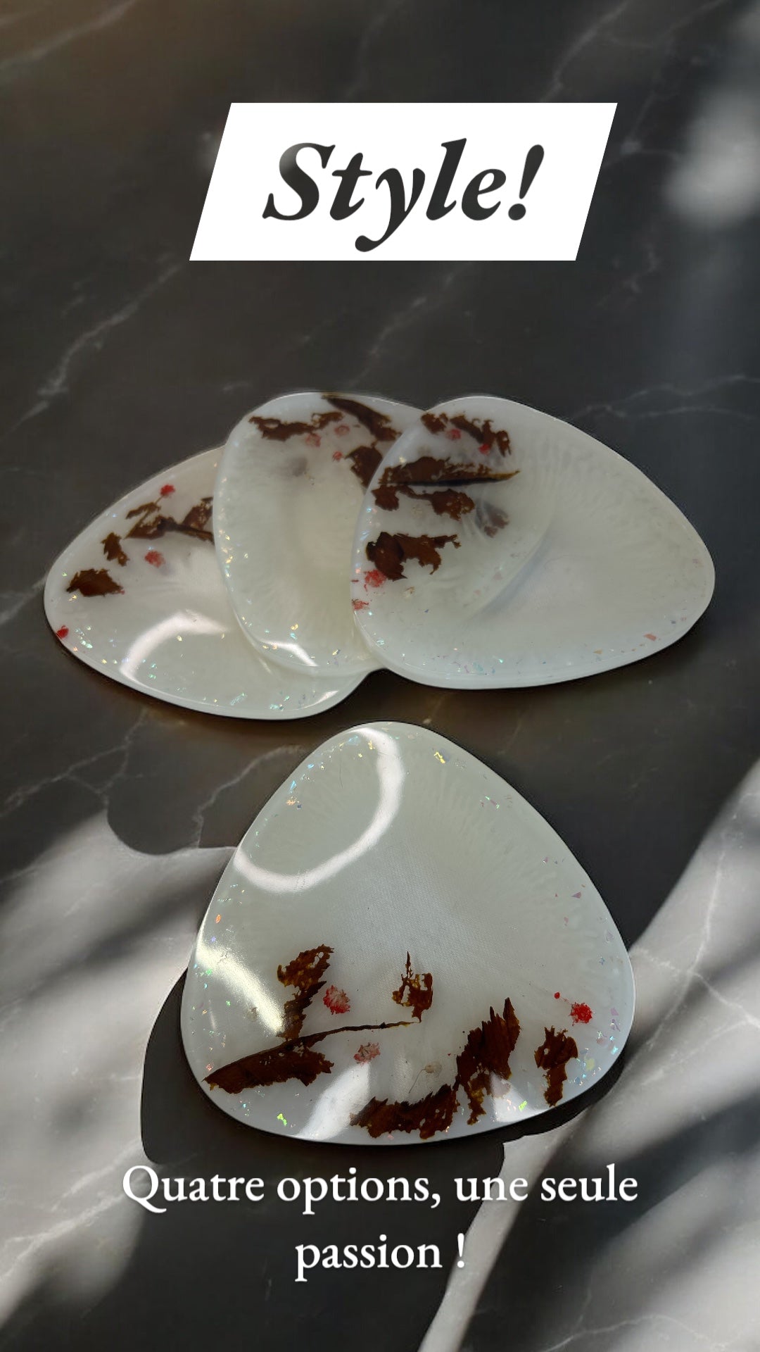 Dessous de verre, fleurs séchées en résine époxy