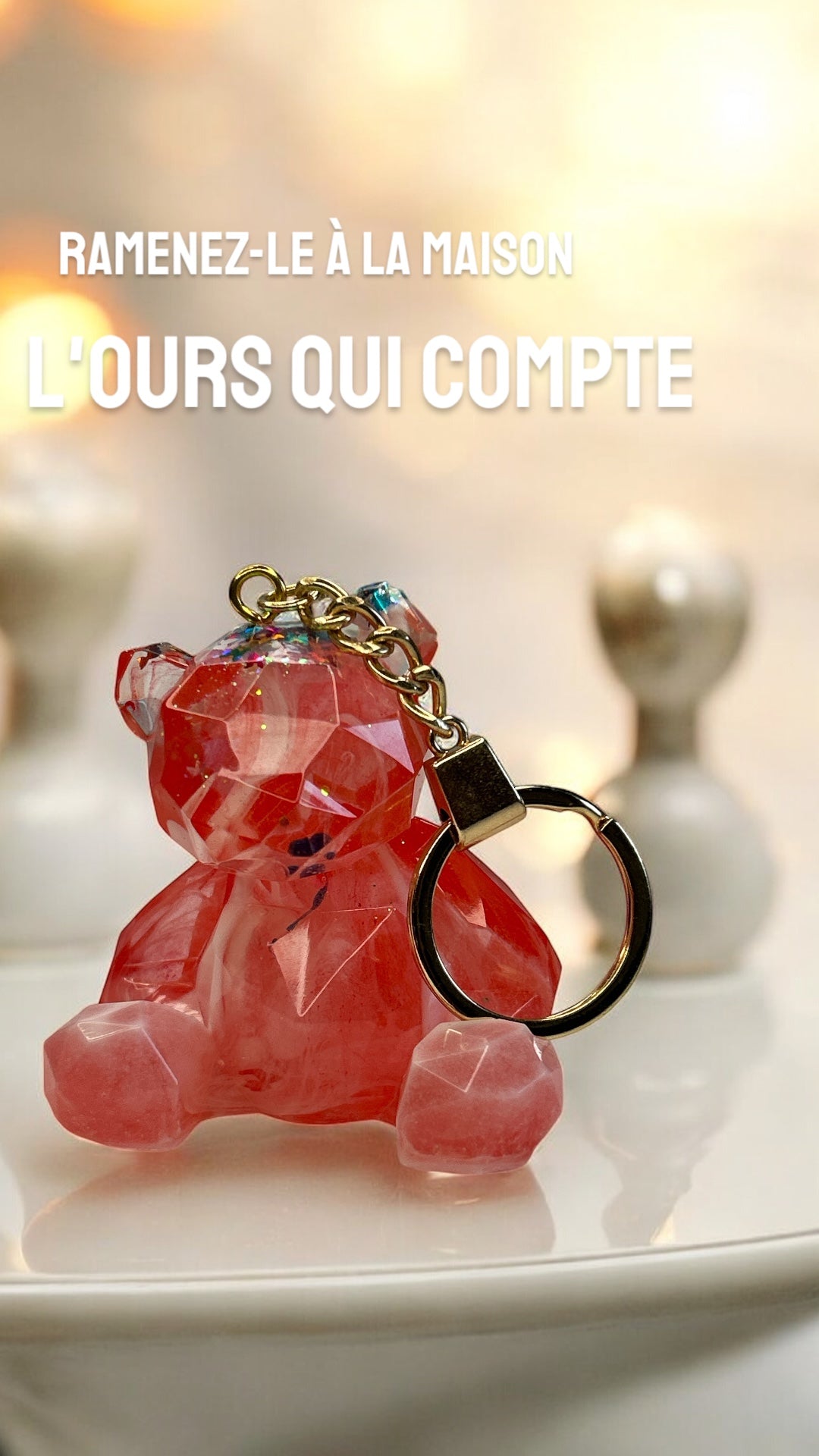 Figurine Ours géométrique en résine époxy