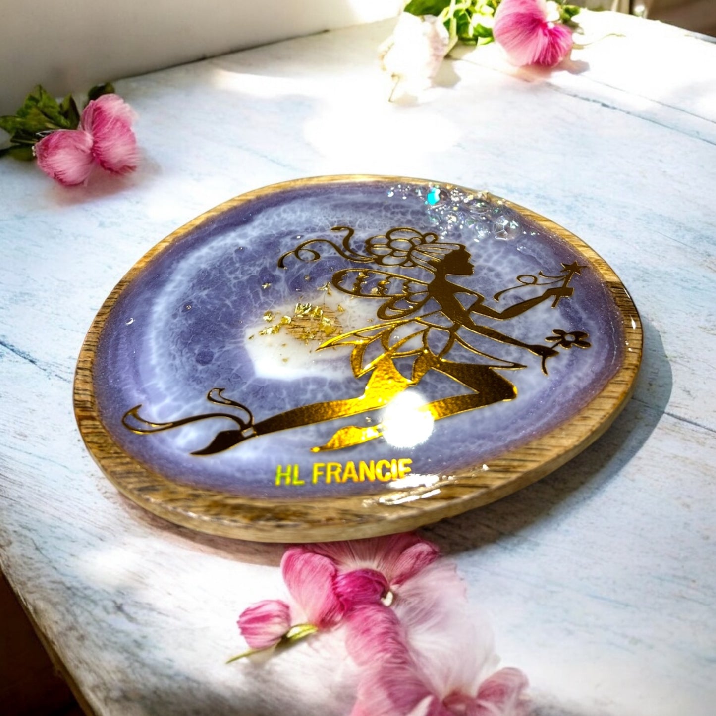 Plaque décoratives, Fée en bois et résine époxy