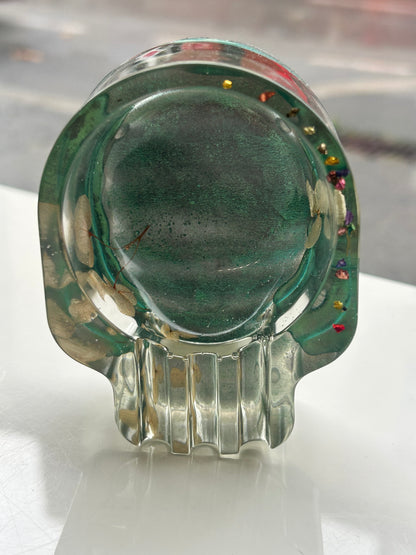 Cendrier Tète de mort Florale en résine Epoxy