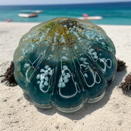 Grande boîte à bijoux coquillage en résine époxy