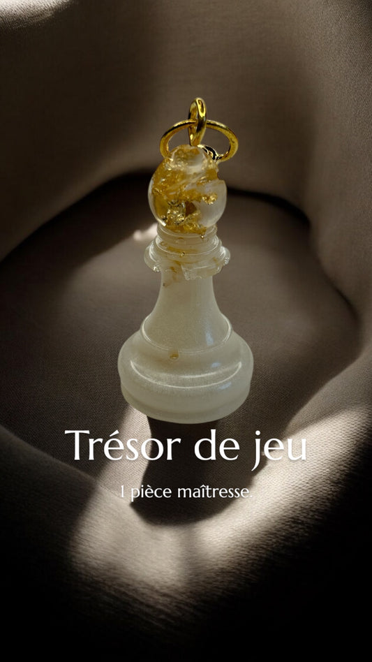 Porte-clés d'échecs avec des feuilles d'Or 18 Carats en résine époxy