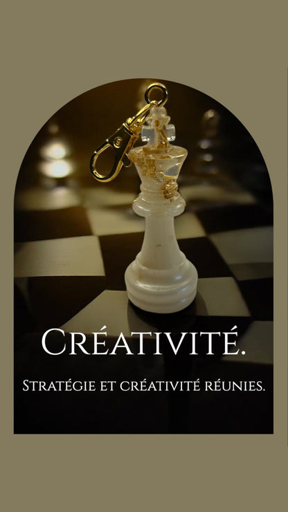 Porte-clés d'échecs avec des feuilles d'Or 18 Carats en résine époxy