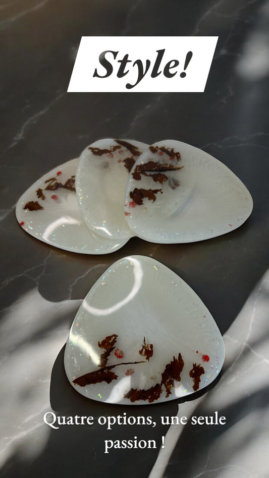 Dessous de verre, fleurs séchées en résine époxy