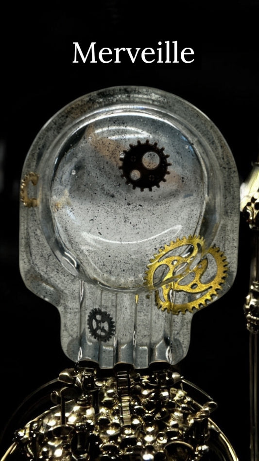 Cendrier “Crâne Mécanique” en Résine Époxy – Pièce Unique
