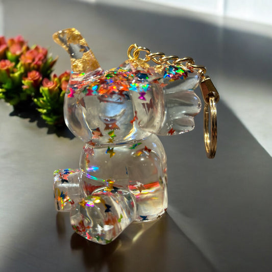 Éléphant porte-clés en résine époxy
