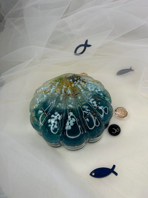 Grande boîte à bijoux coquillage en résine époxy