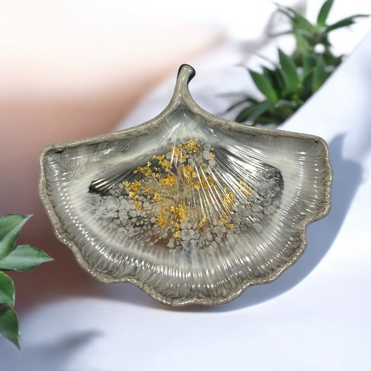 Vide Poche Feuille de Gingko en résine époxy