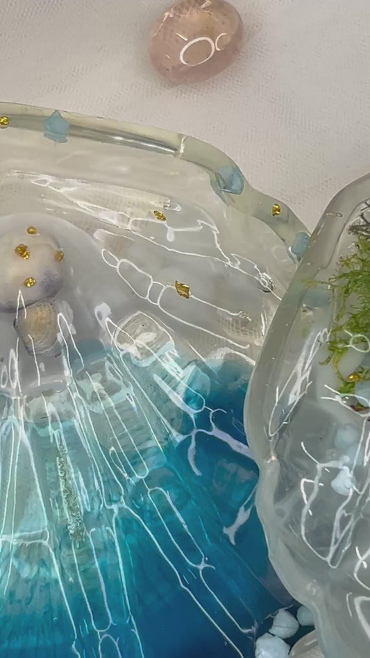 Grande boîte à bijoux coquillage en résine époxy