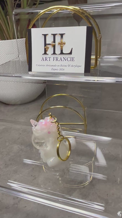 Licorne porte-clés en résine époxy